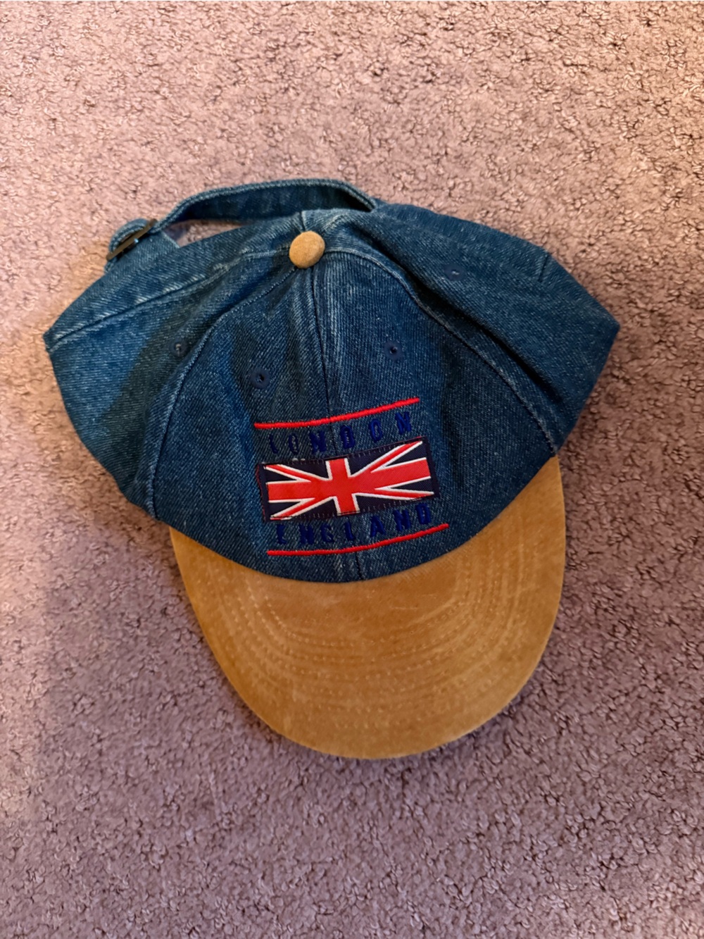 London  Blue Denim Baseball Cap with Tan Suede Brim